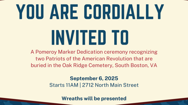 2025 Pomeroy Marker Dedication Ceremony invite