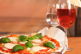 wine and pizza