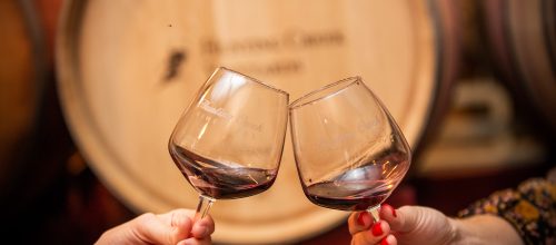 Toasting at Hunting Creek Vineyard