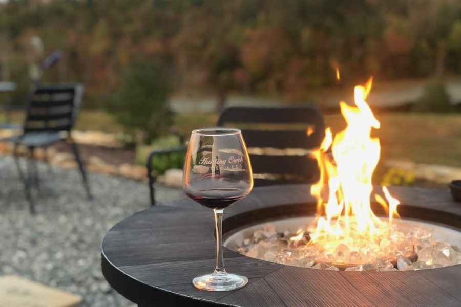 hunting creek, wine, fireside, winter update